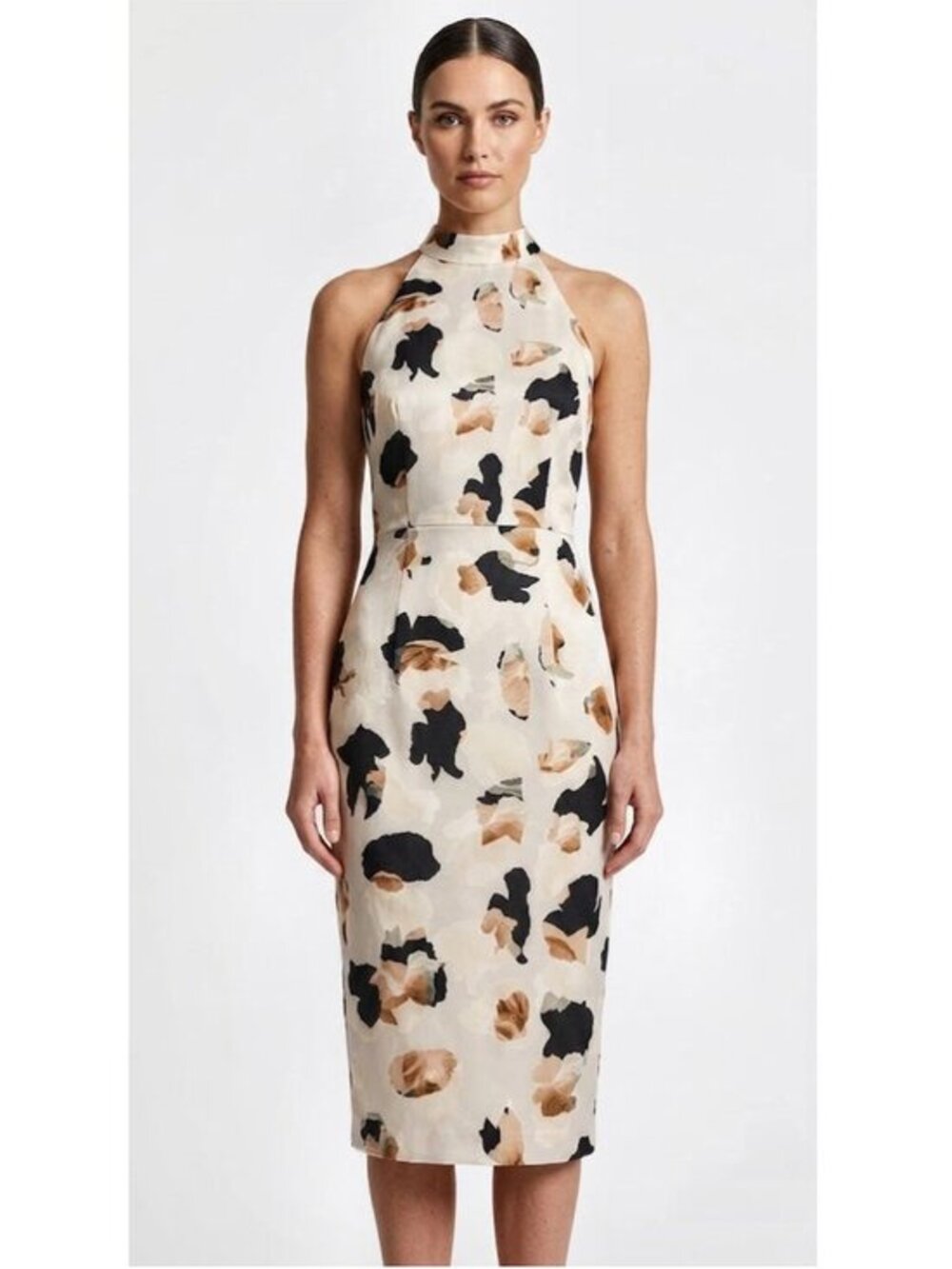 COOPER ST Abstract Floral Mock Neck Cocktail Wiggle Midi Dress, Womens Size 4 US